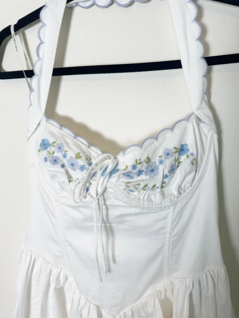 New For Love and Lemons Cotton Poplin Tea Time Bustier Mini Dress Embroidered L - Picture 5 of 12